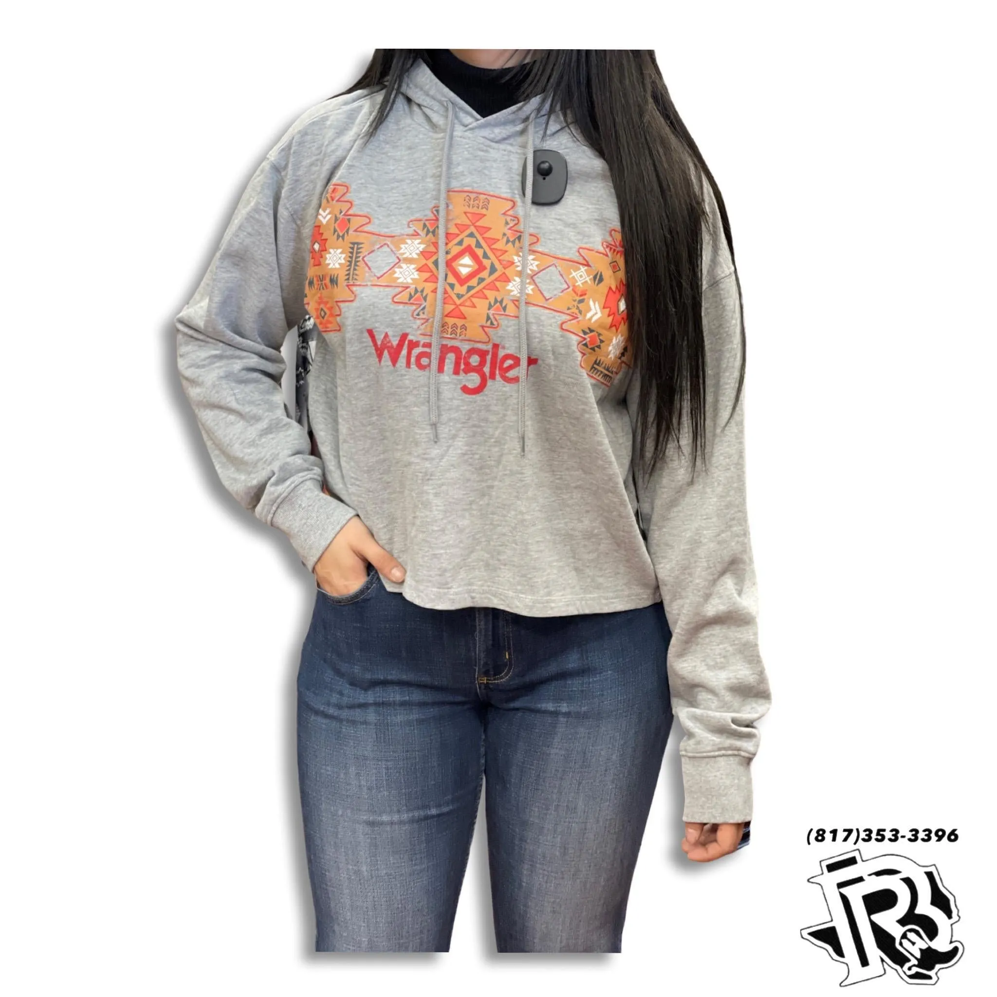 “ Maggie “ | WOMEN WRANGLER HOODIE GREY AZTEC DESIGN 112317351