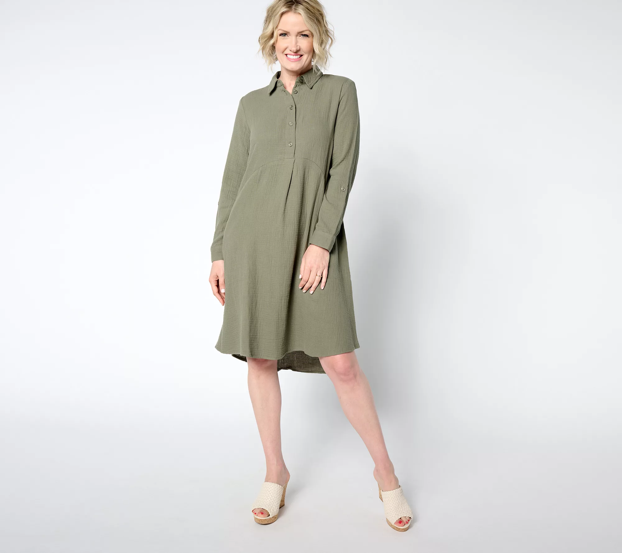 "As Is" Joan Rivers Regular Marshmallow Gauze Pullover Dress