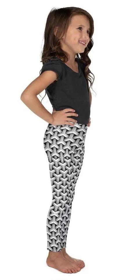 3D Woven Metallic Print Kid's Leggings