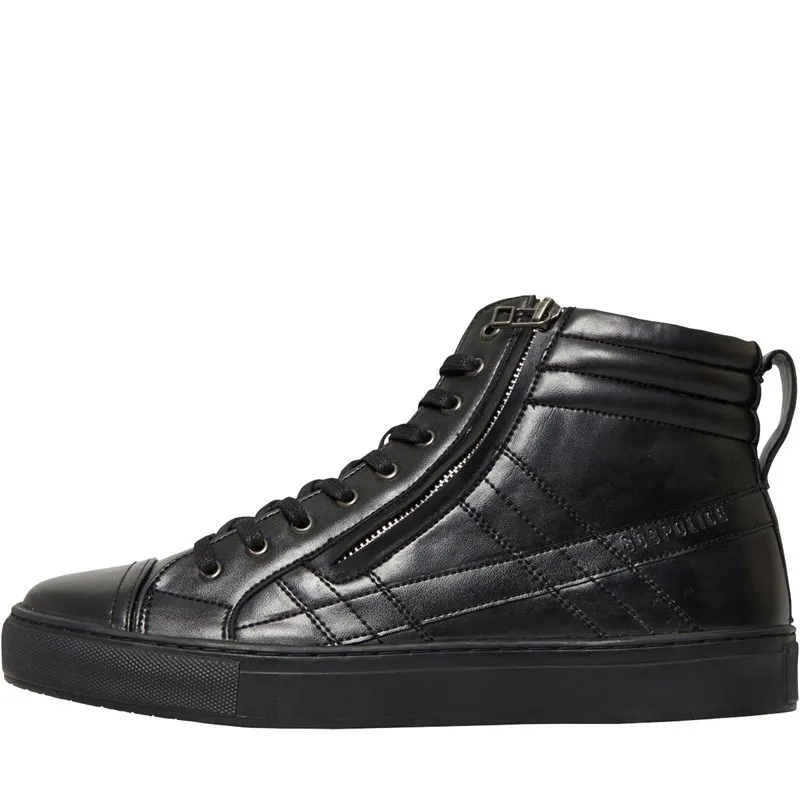 883 Police Mens Ryder High Top Trainers Black