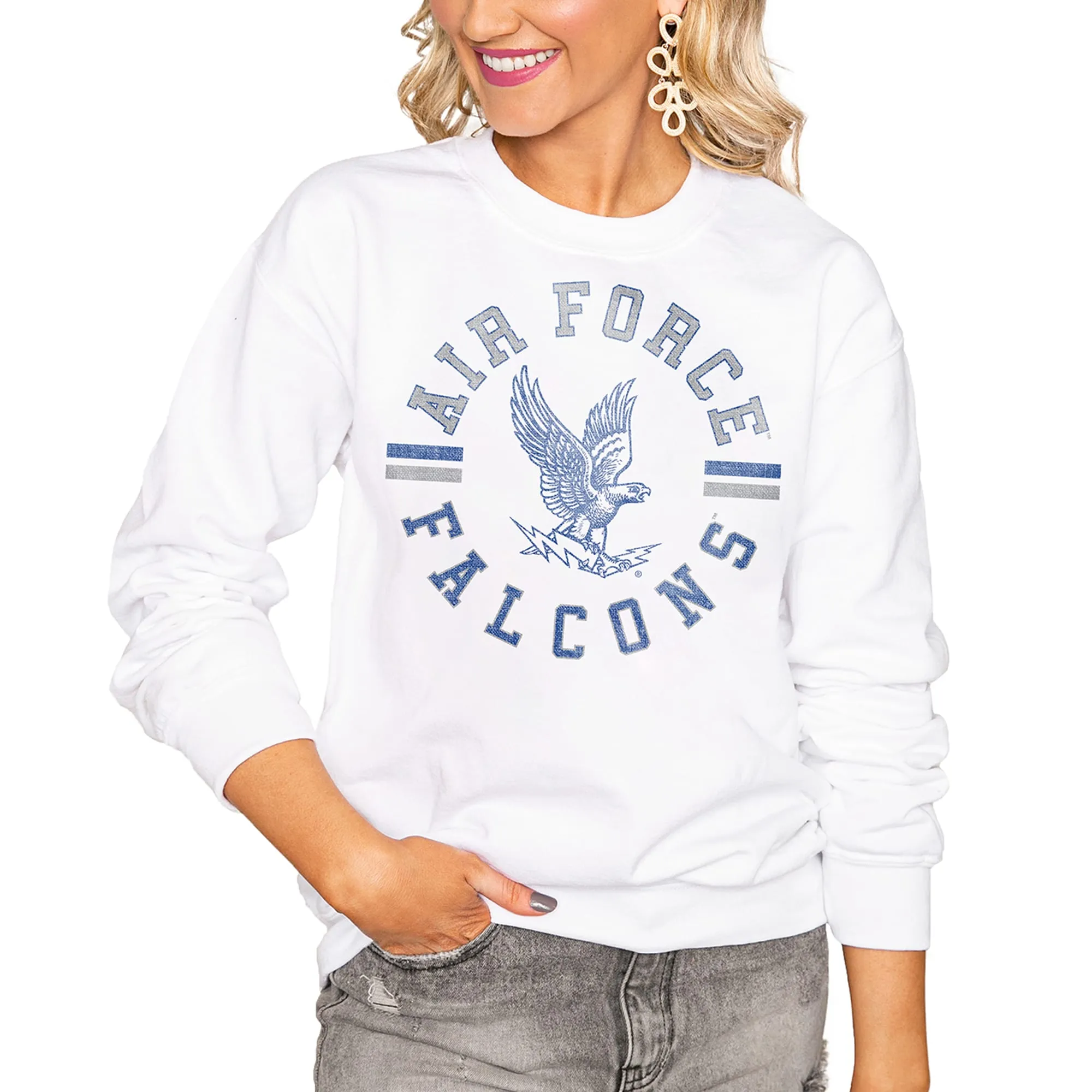 Air Force Falcons Women's White Vintage Days Perfect Pullover Sweatshirt