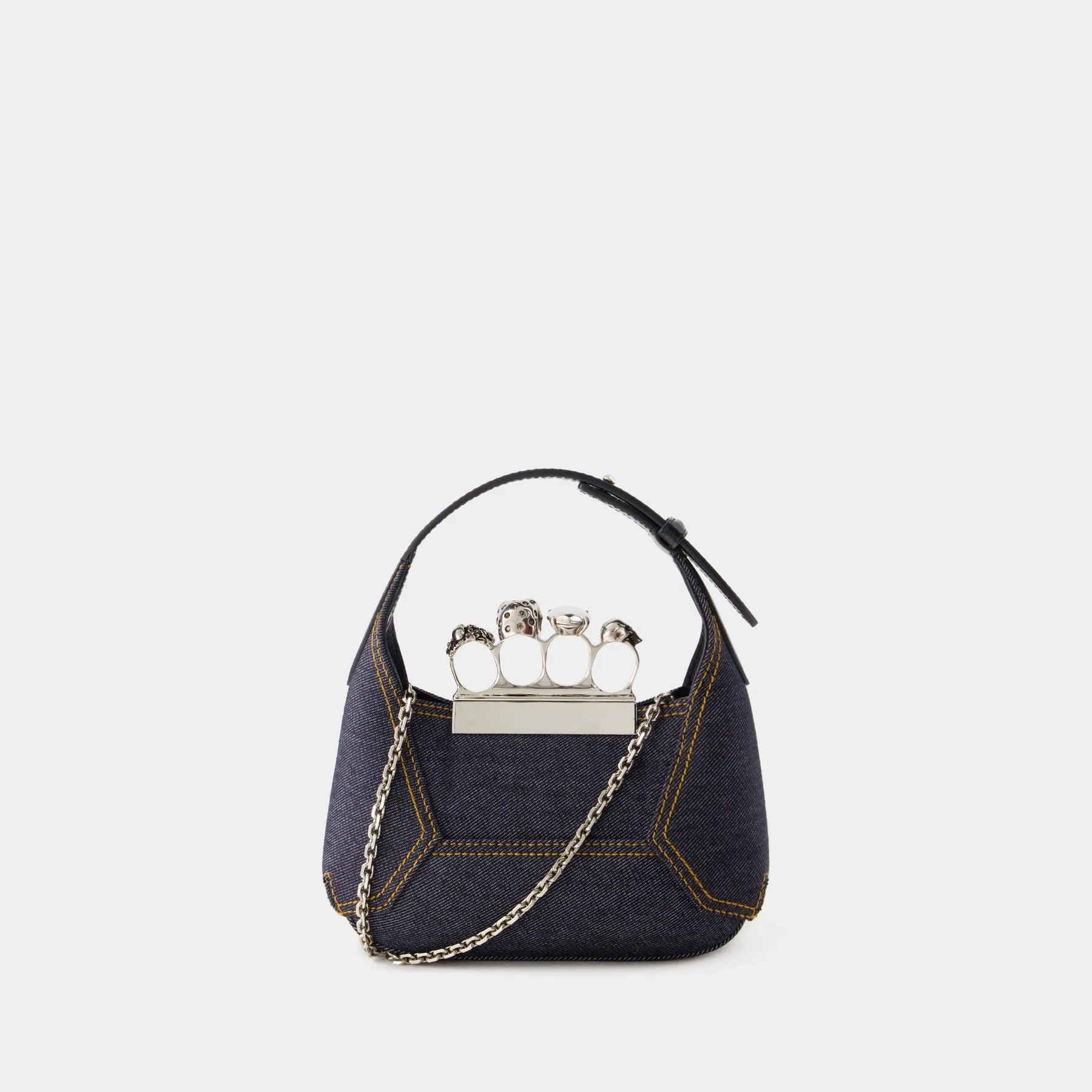 Alexander McQueen  Jewelled Mini Hobo Bag - Alexander Mcqueen - Leather - Black