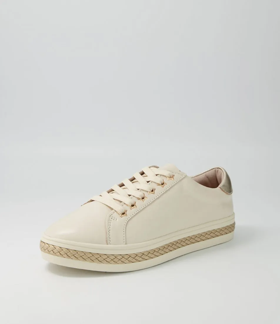 ALFIE & EVIE Plant Cream Gold Leather Sneakers