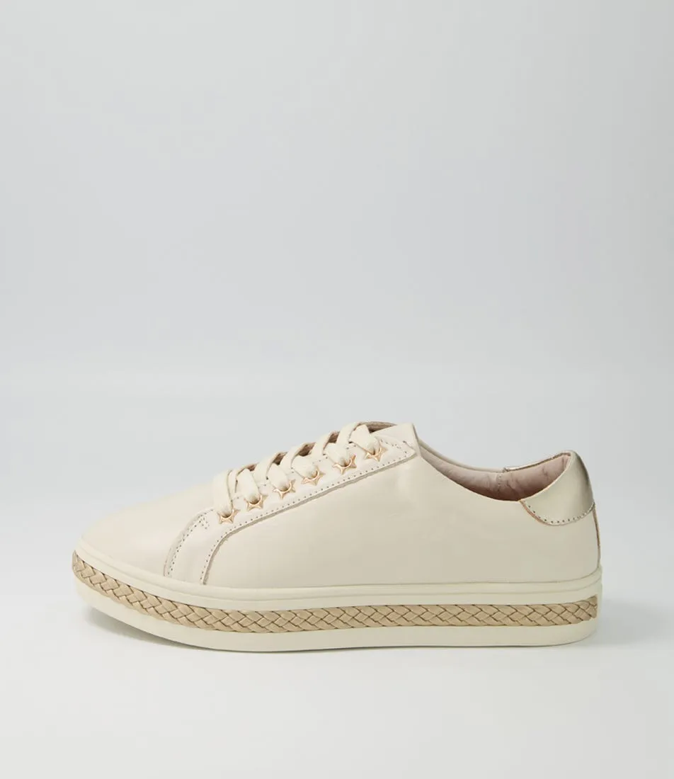 ALFIE & EVIE Plant Cream Gold Leather Sneakers