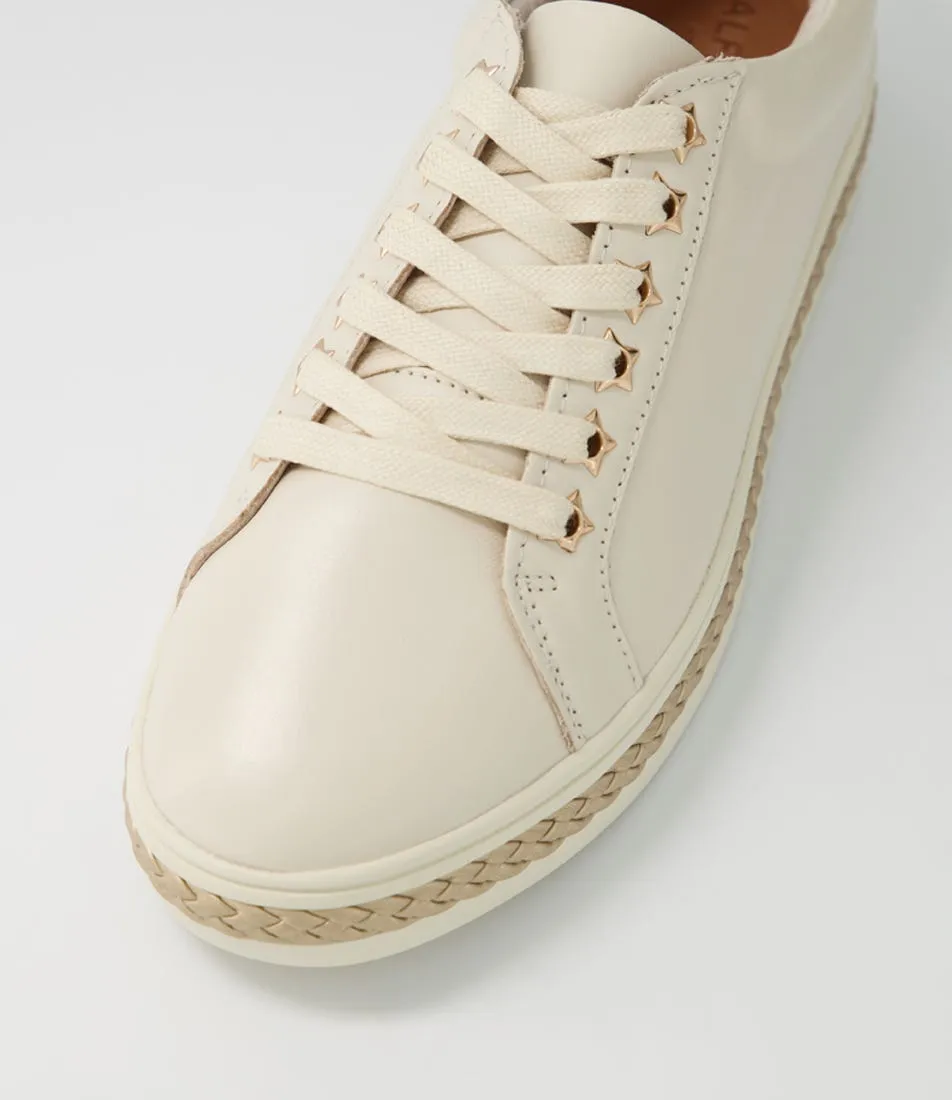 ALFIE & EVIE Plant Cream Gold Leather Sneakers