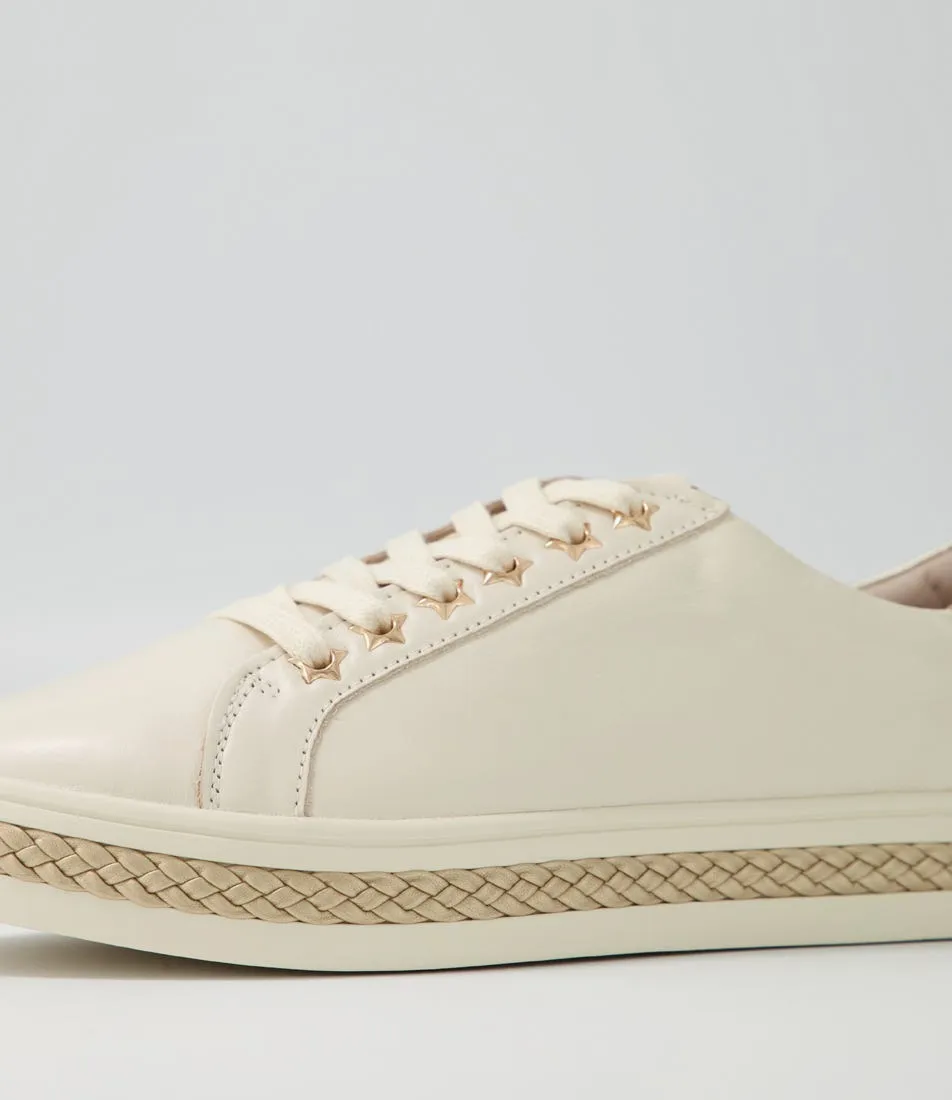 ALFIE & EVIE Plant Cream Gold Leather Sneakers