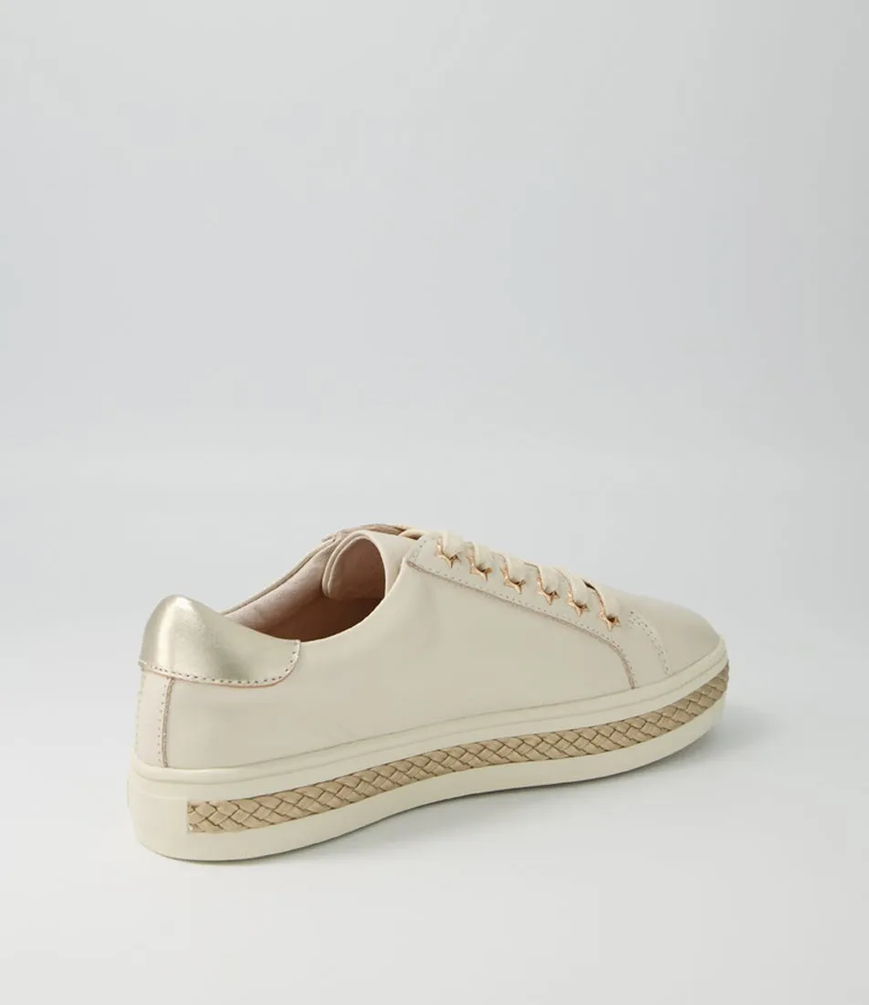 ALFIE & EVIE Plant Cream Gold Leather Sneakers