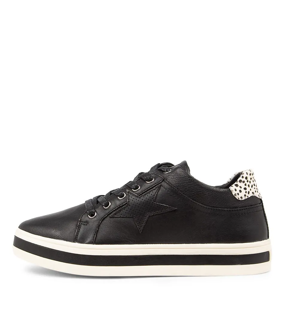 ALFIE & EVIE Plumber Black Mini Cheetah Leather Sneakers