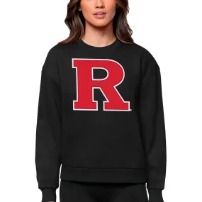 Antigua Rutgers Scarlet Knights Women's Black Victory Crewneck Pullover Sweatshirt