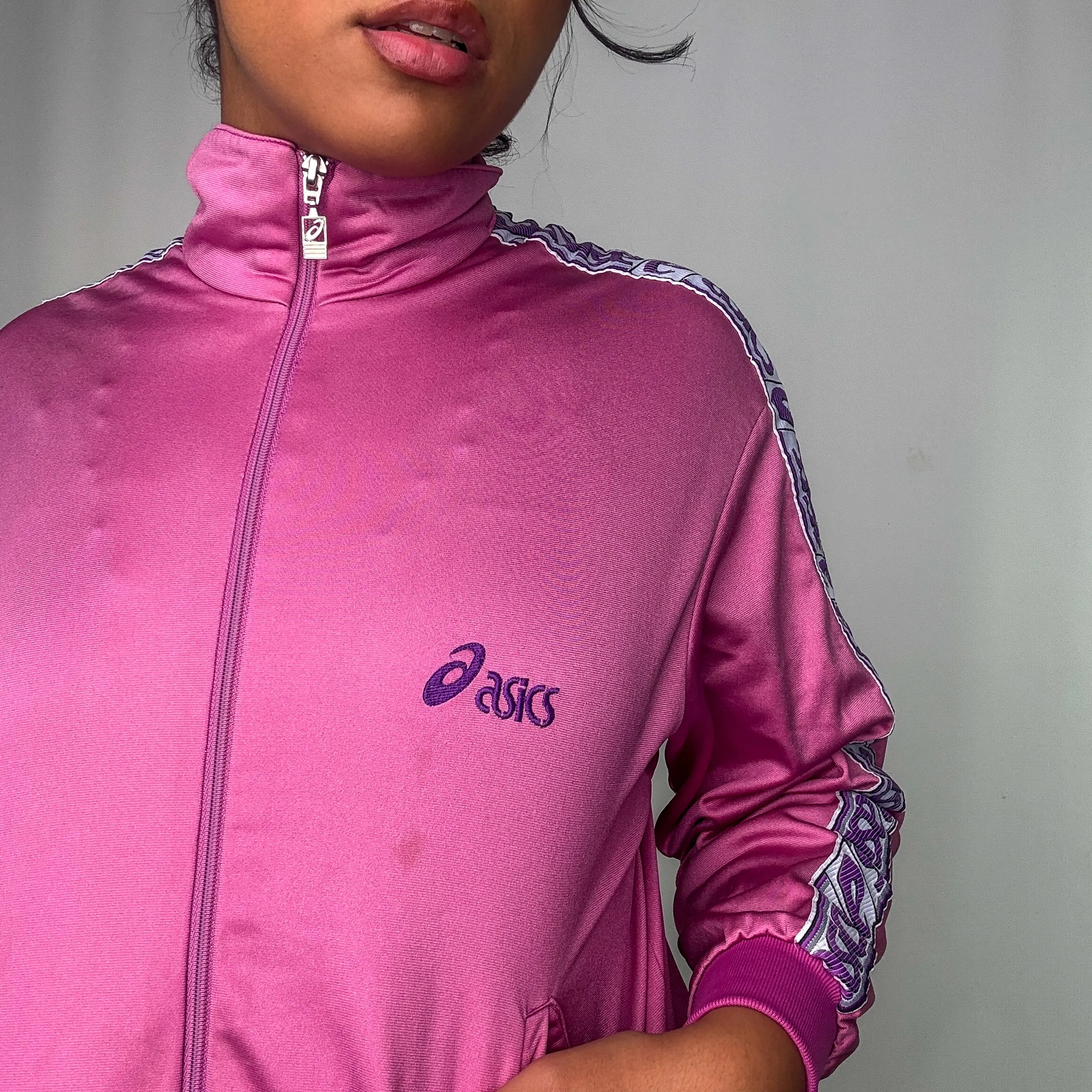 Baby Pink y2ks Asics Track Jacket (S)