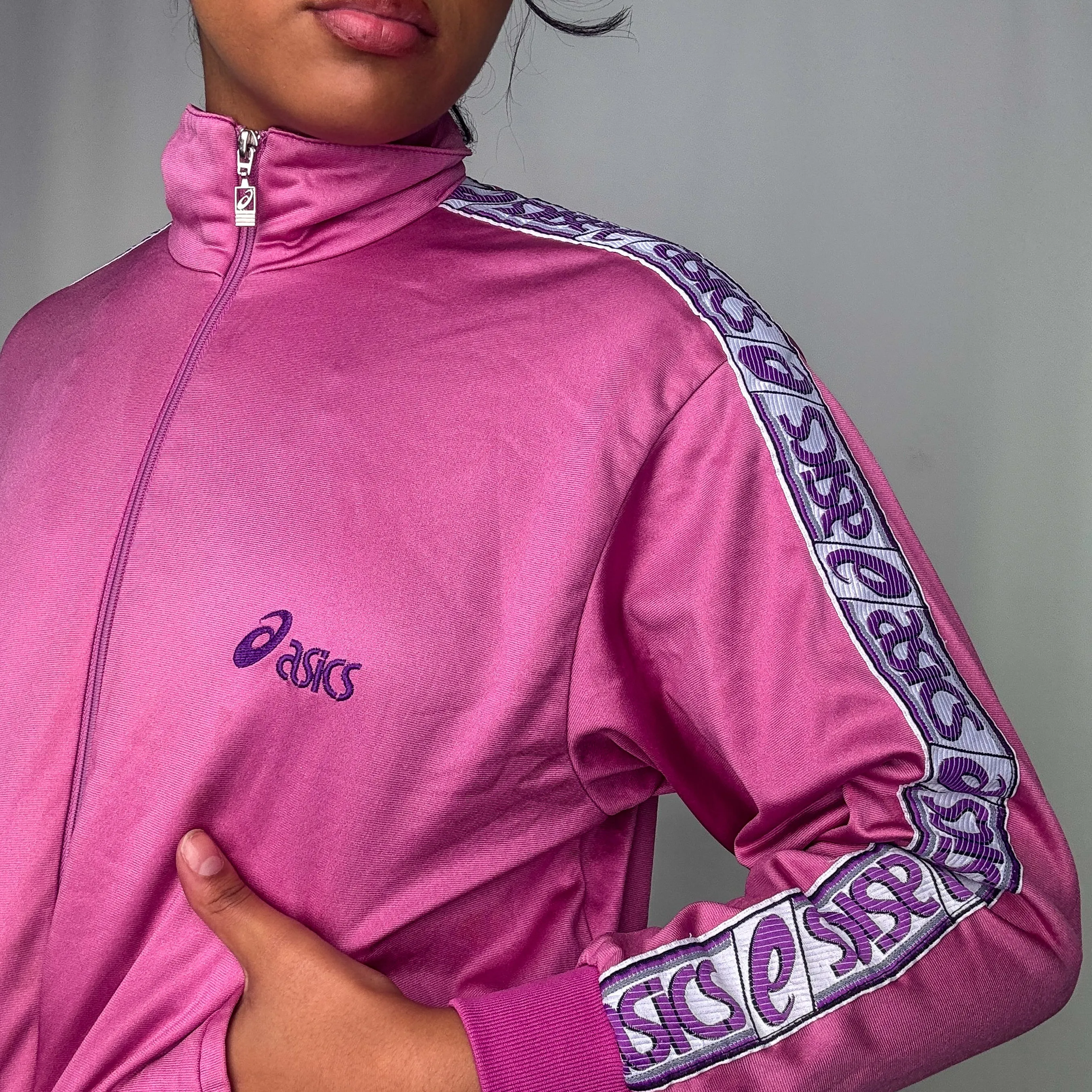 Baby Pink y2ks Asics Track Jacket (S)