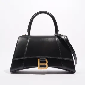 Balenciaga Womens Hourglass Bag Black Leather Small