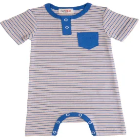 BANBLU Striped Modal Pocket Romper, Blue