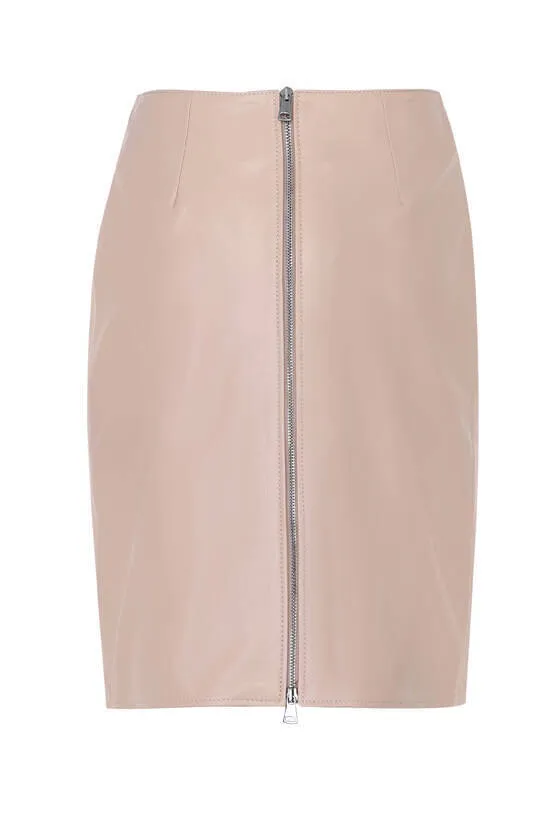 Beige leather skirt adela