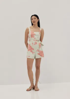 Belle Square Neck Romper in Prosperous Blooms