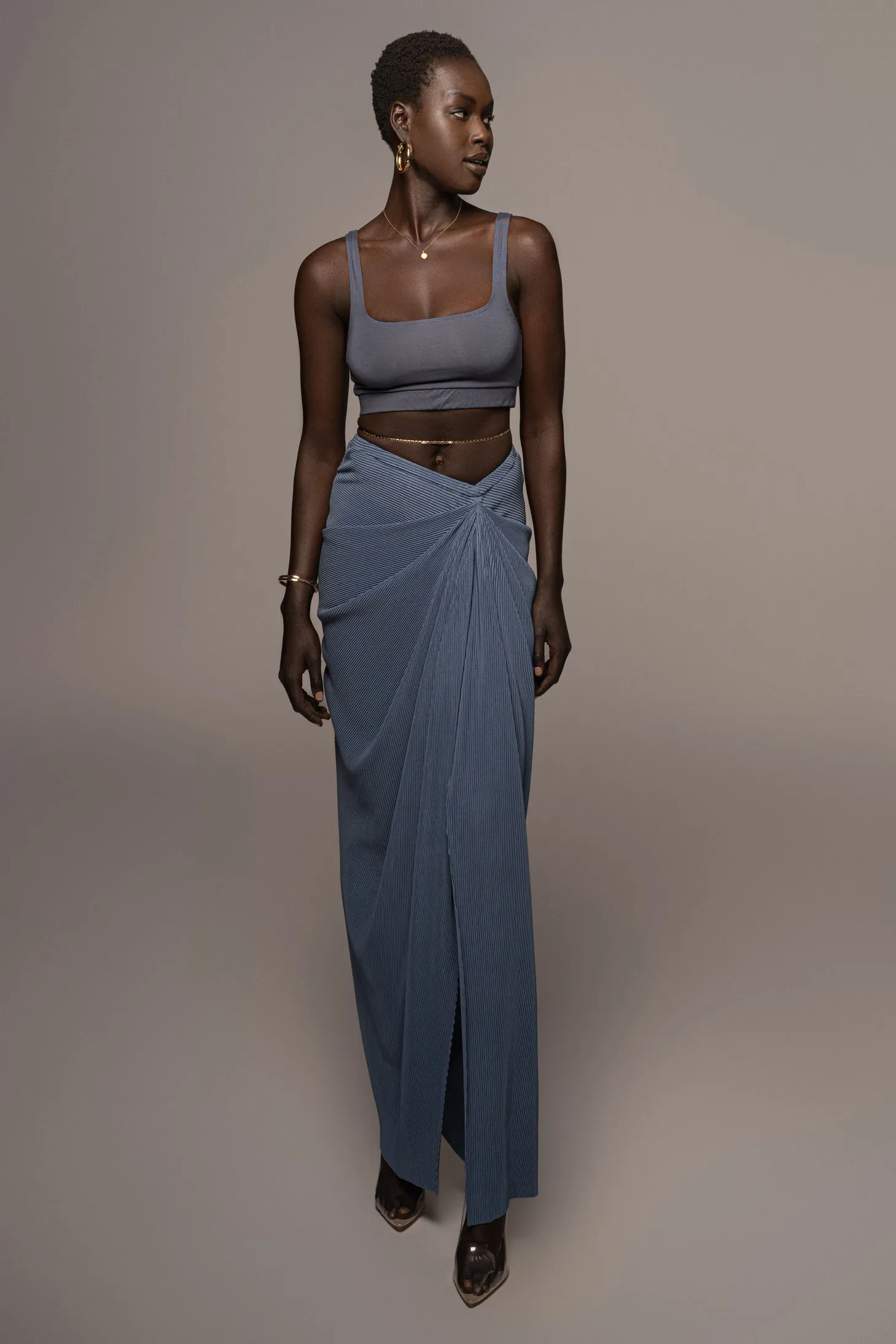 Blue Athena Draped Skirt