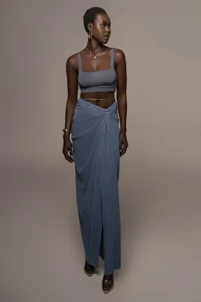 Blue Athena Draped Skirt