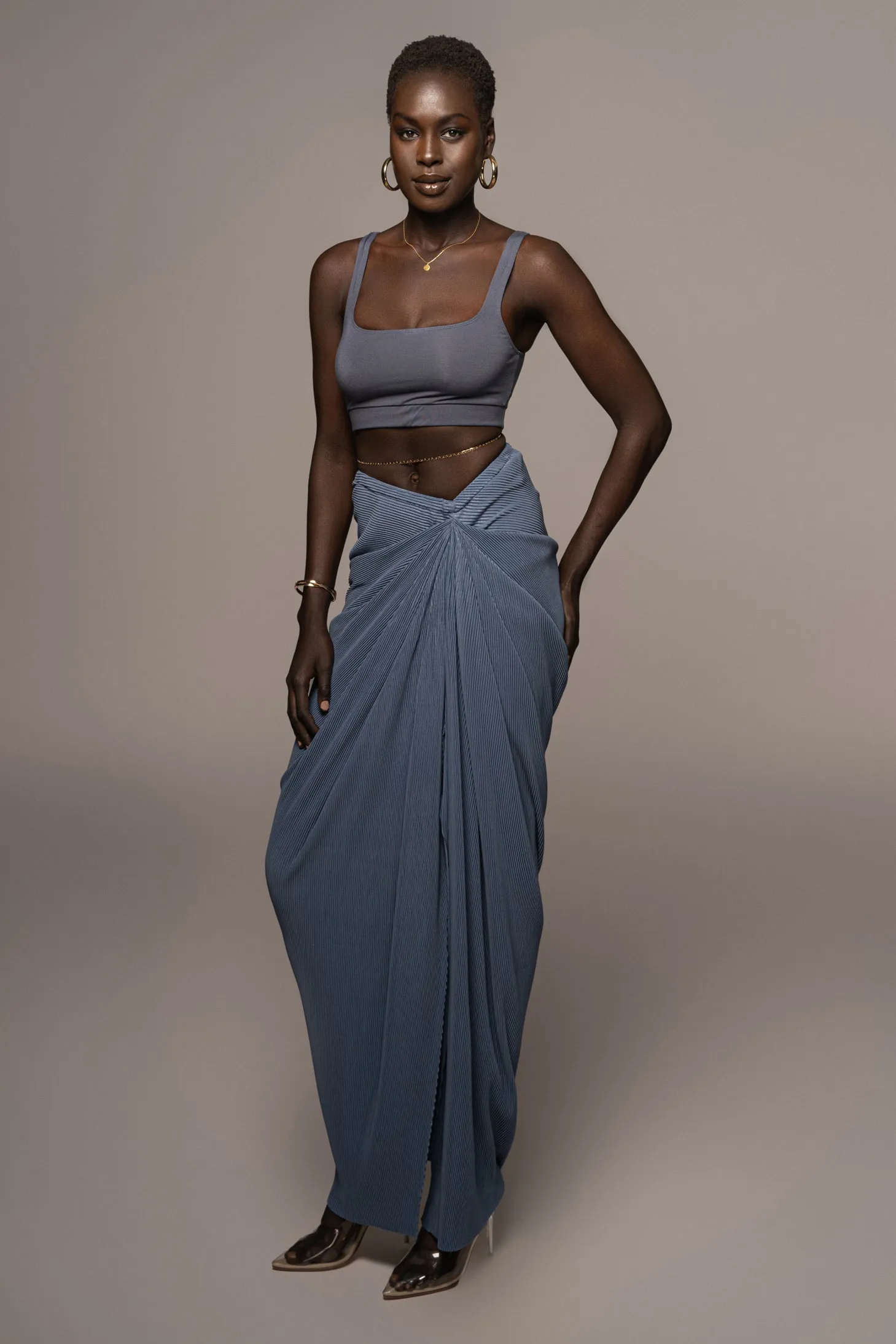 Blue Athena Draped Skirt