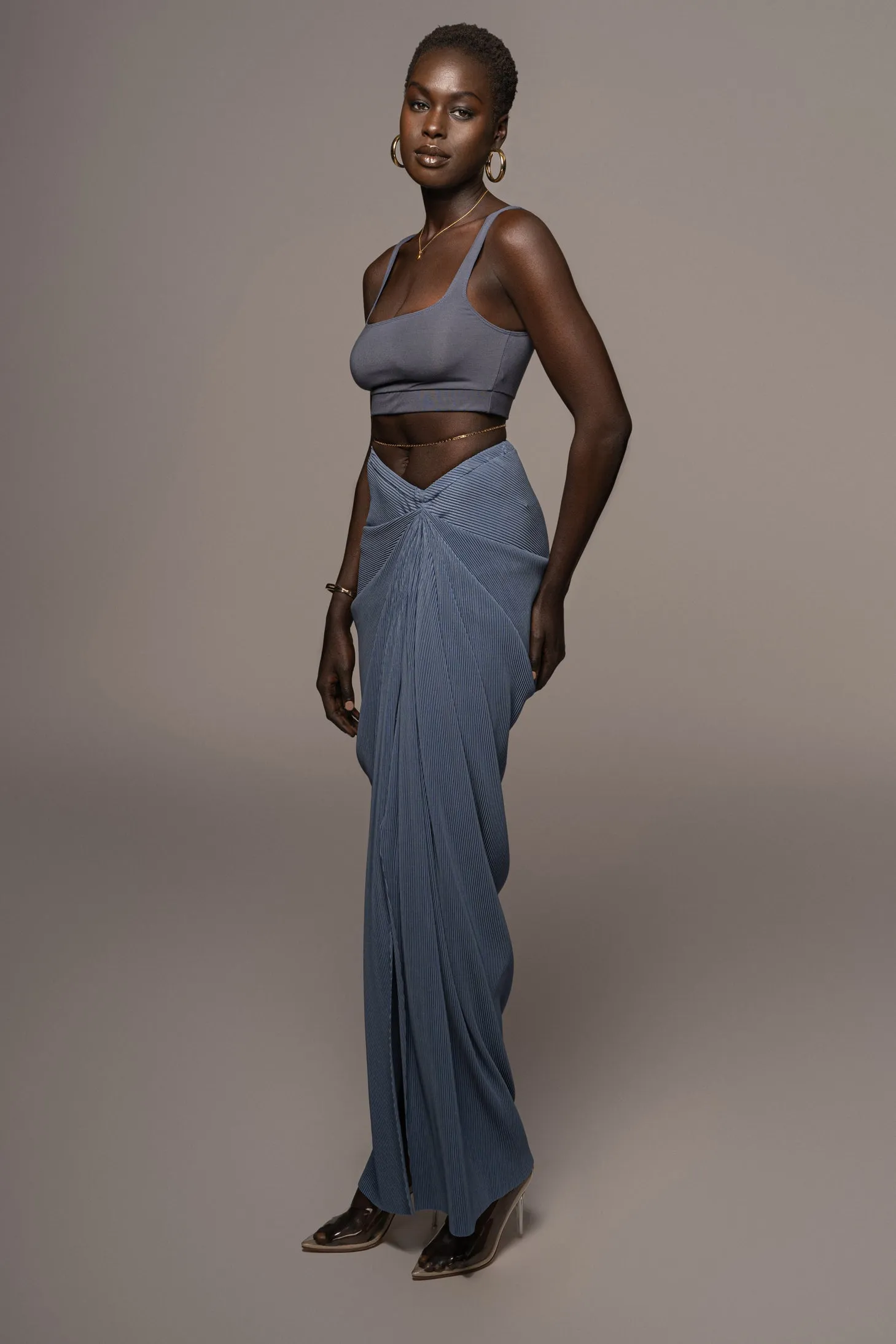 Blue Athena Draped Skirt