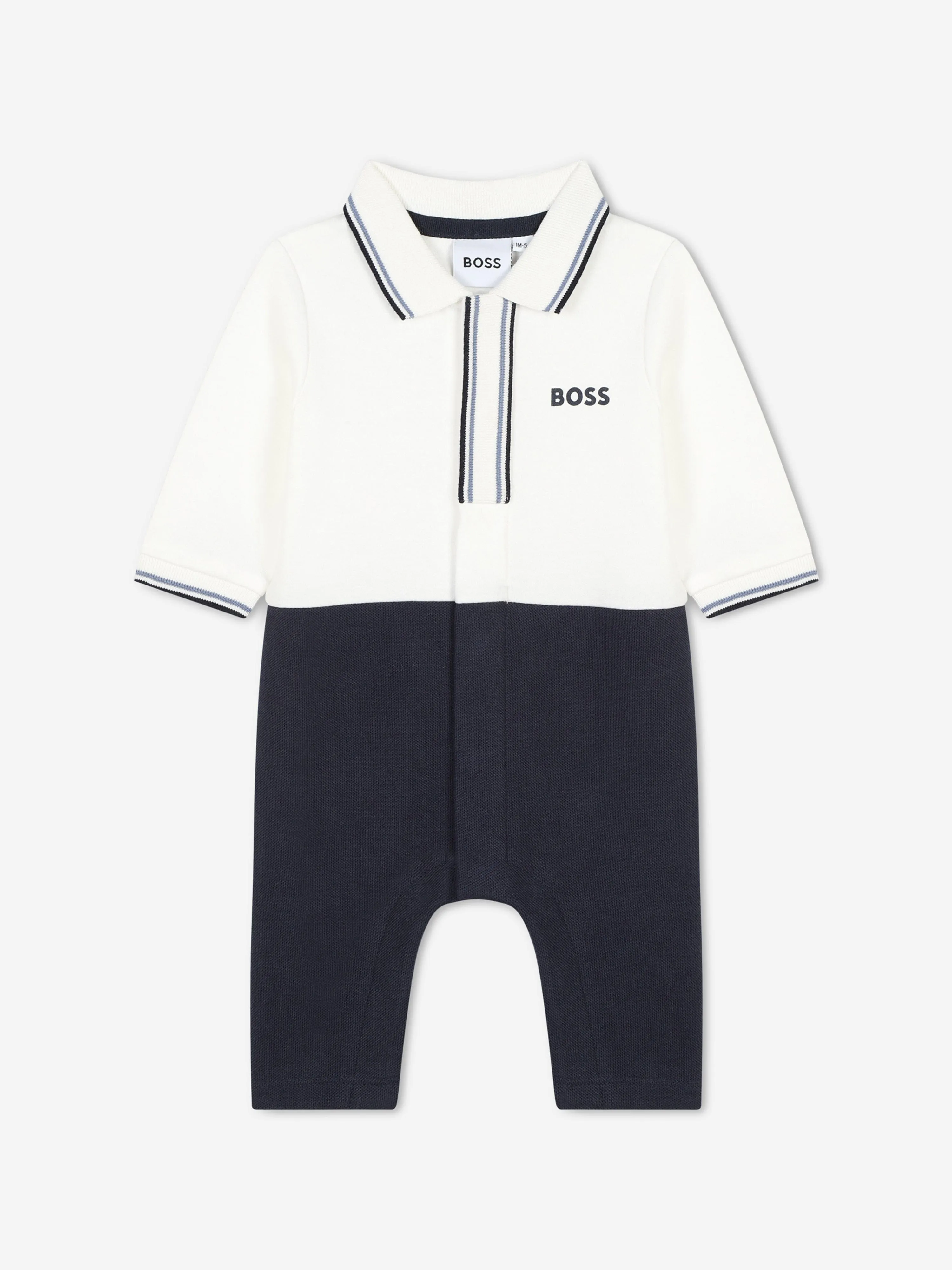 BOSS Baby Boys Polo Romper in Navy