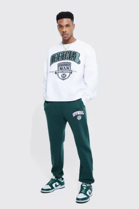 Boxy Official Varsity Sweatshirt Tracksuit | boohooMAN UK