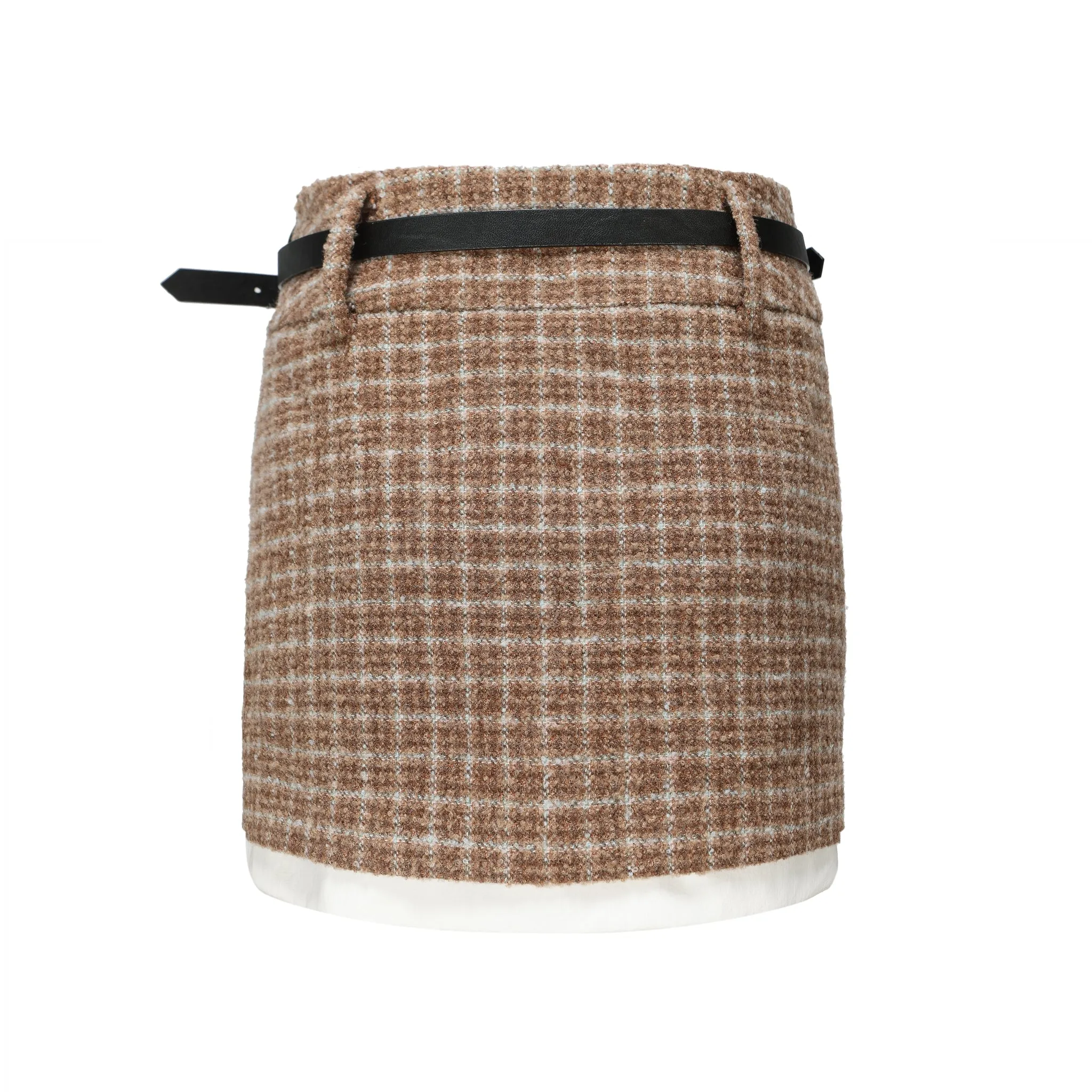 Brown Plaid Skirt-