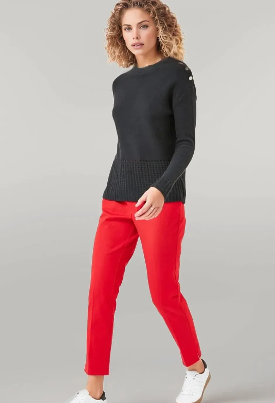 Button Shoulder Cotton Jumper