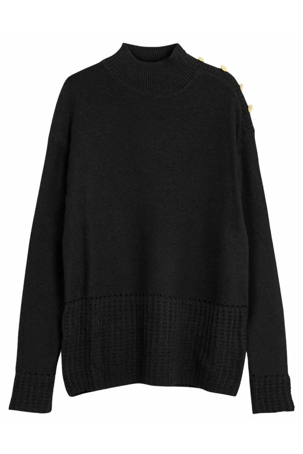 Button Shoulder Cotton Jumper