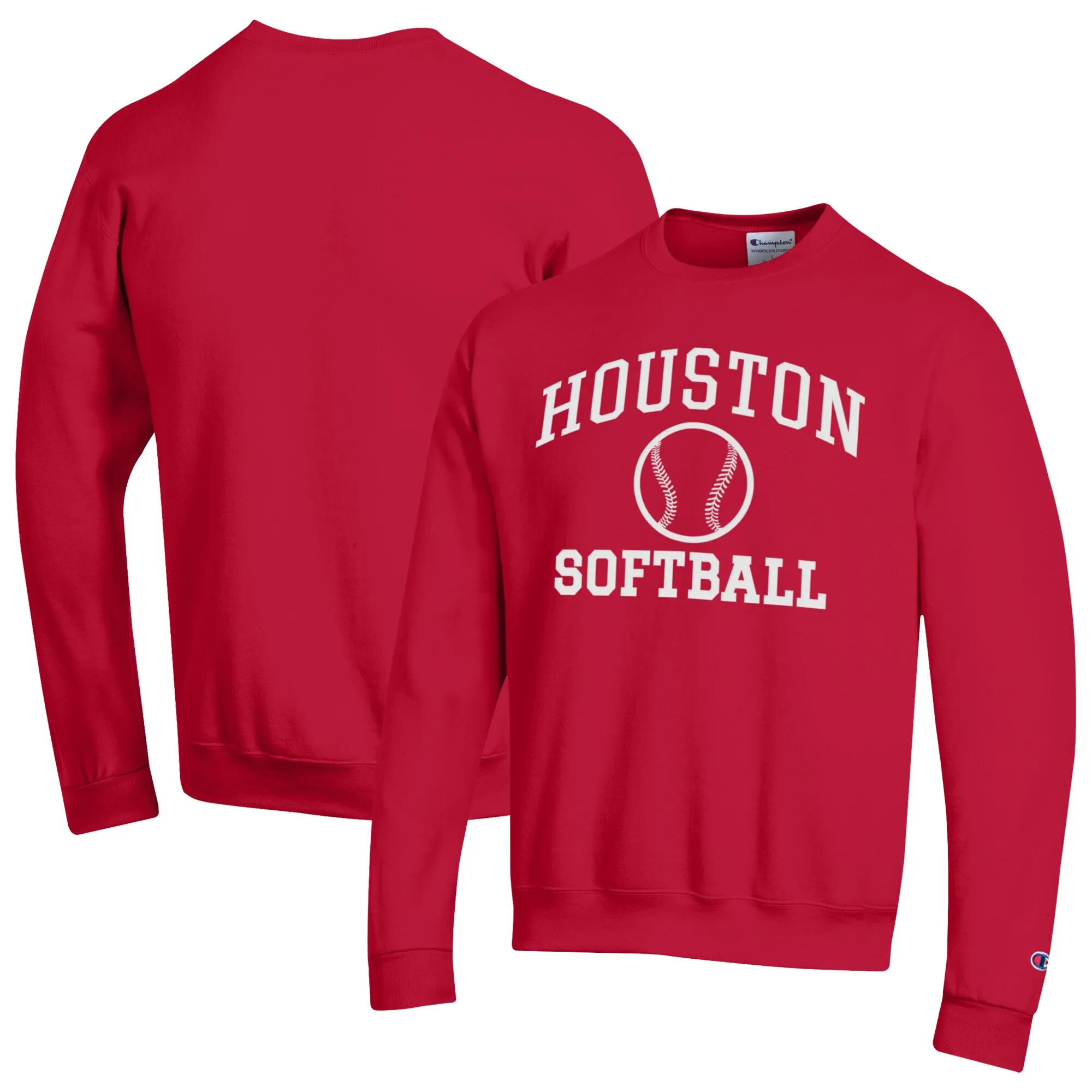 Champion  Houston Cougars Red Icon Softball Powerblend Pullover Sweatshirt