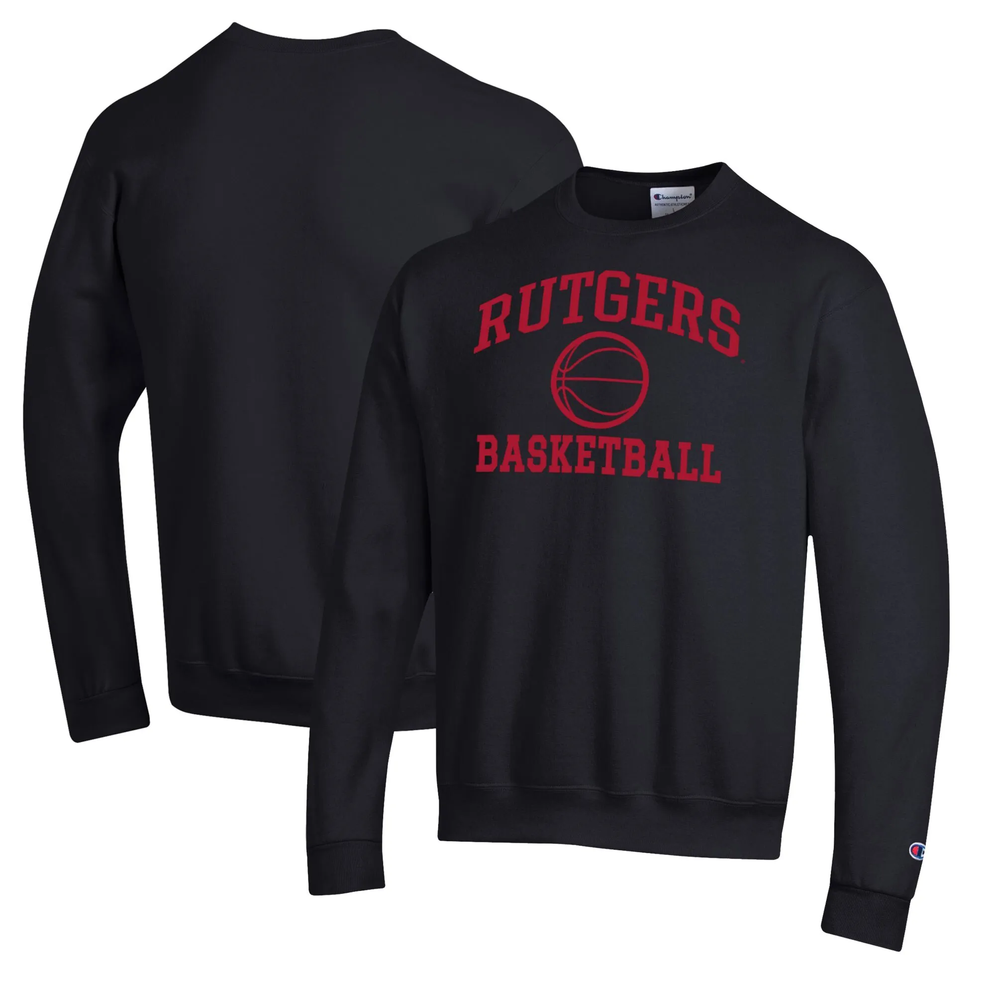 Champion Rutgers Scarlet Knights Black Basketball Icon Pullover Crewneck Sweatshirt