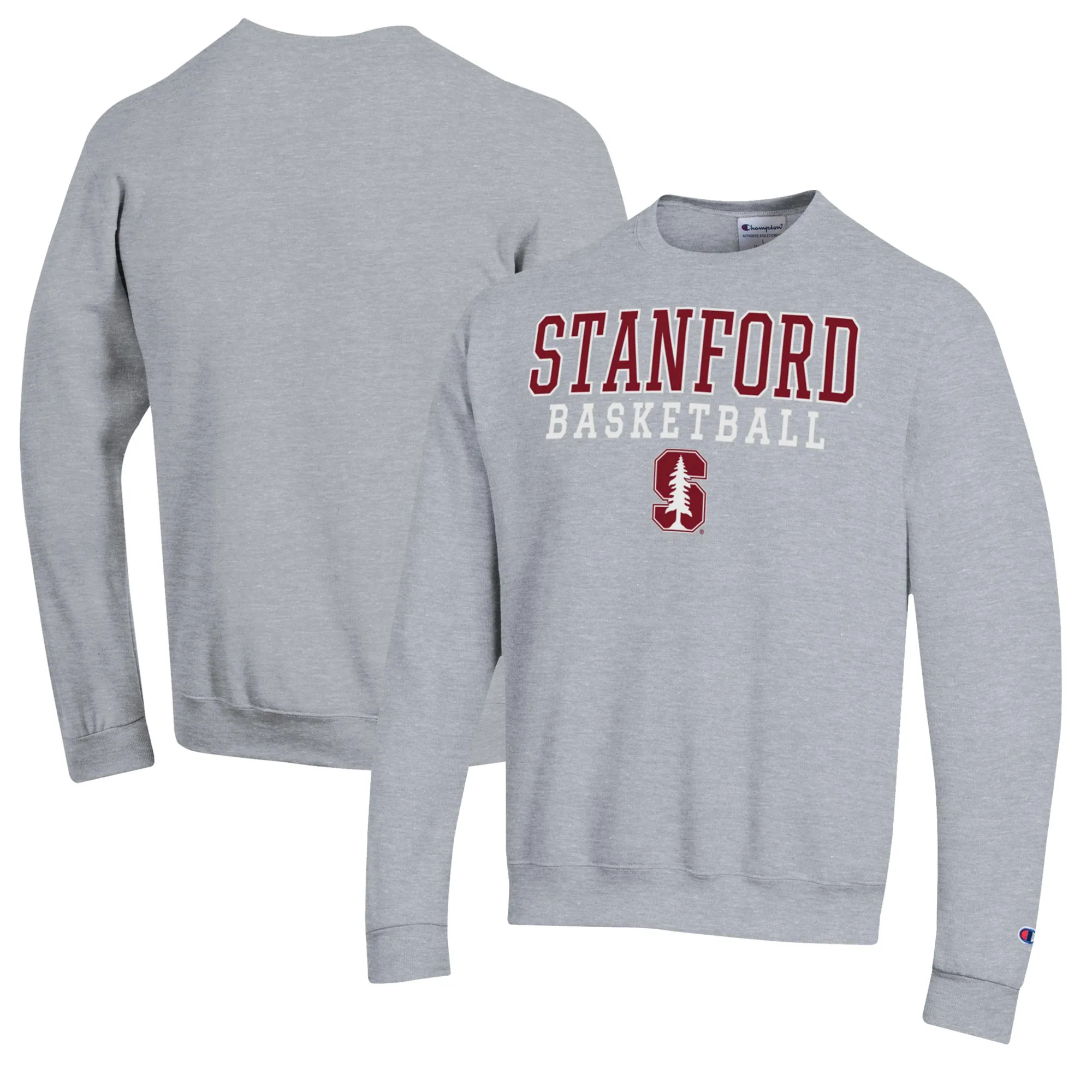 Champion Stanford Cardinal Heather Gray Basketball Stack Pullover Crewneck Sweatshirt