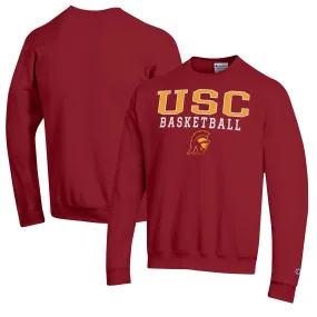 Champion USC Trojans Cardinal Basketball Stack Pullover Crewneck Sweatshirt