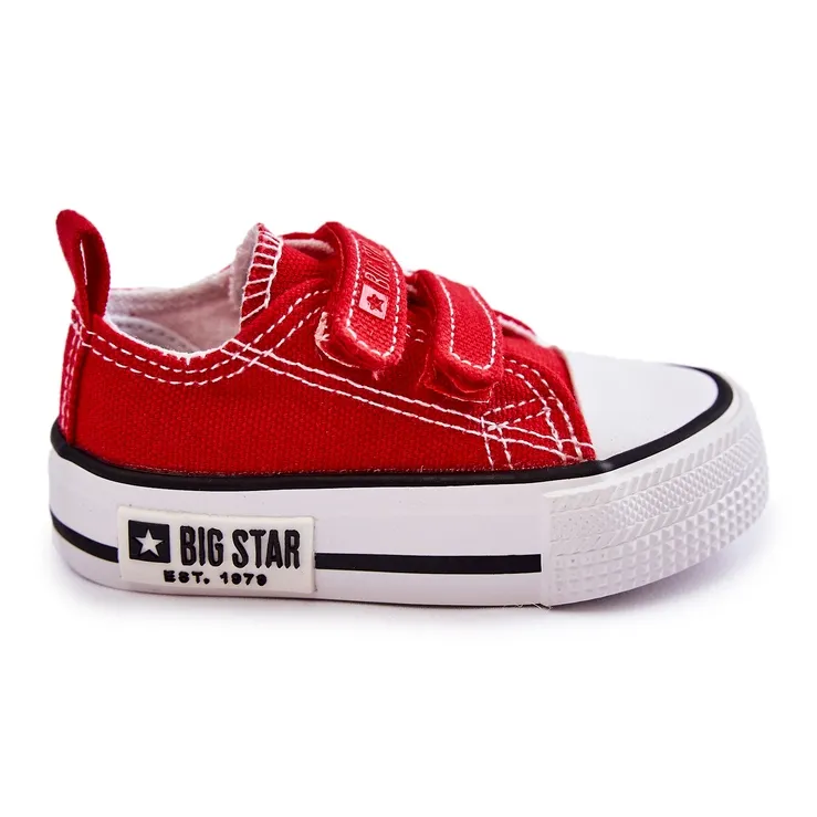 Children's Cloth Sneakers With Velcro Big Star KK374076 Red