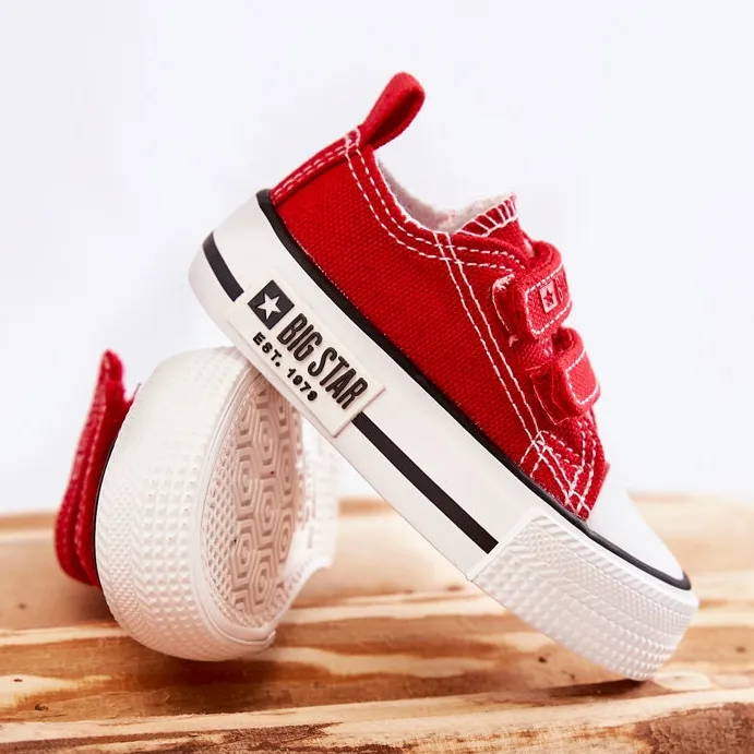 Children's Cloth Sneakers With Velcro Big Star KK374076 Red