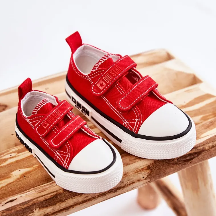 Children's Cloth Sneakers With Velcro Big Star KK374076 Red