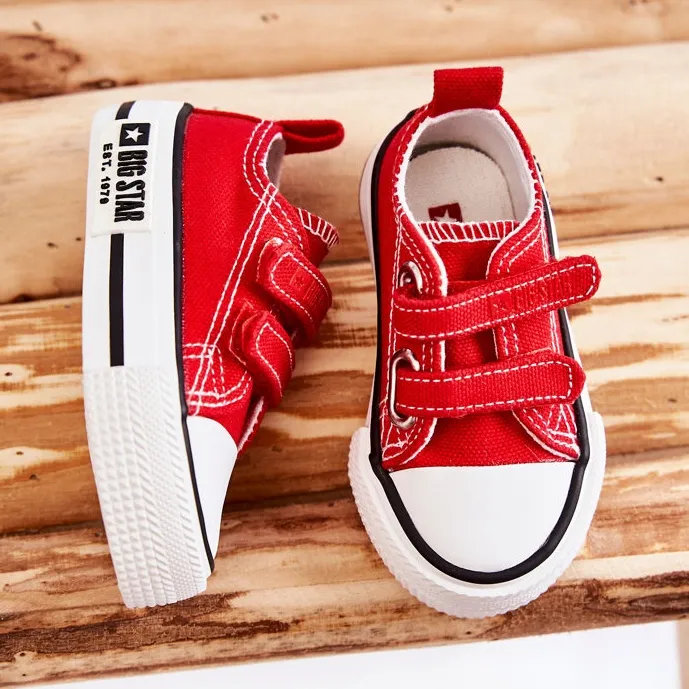 Children's Cloth Sneakers With Velcro Big Star KK374076 Red