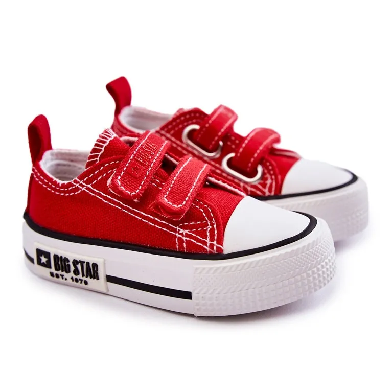 Children's Cloth Sneakers With Velcro Big Star KK374076 Red