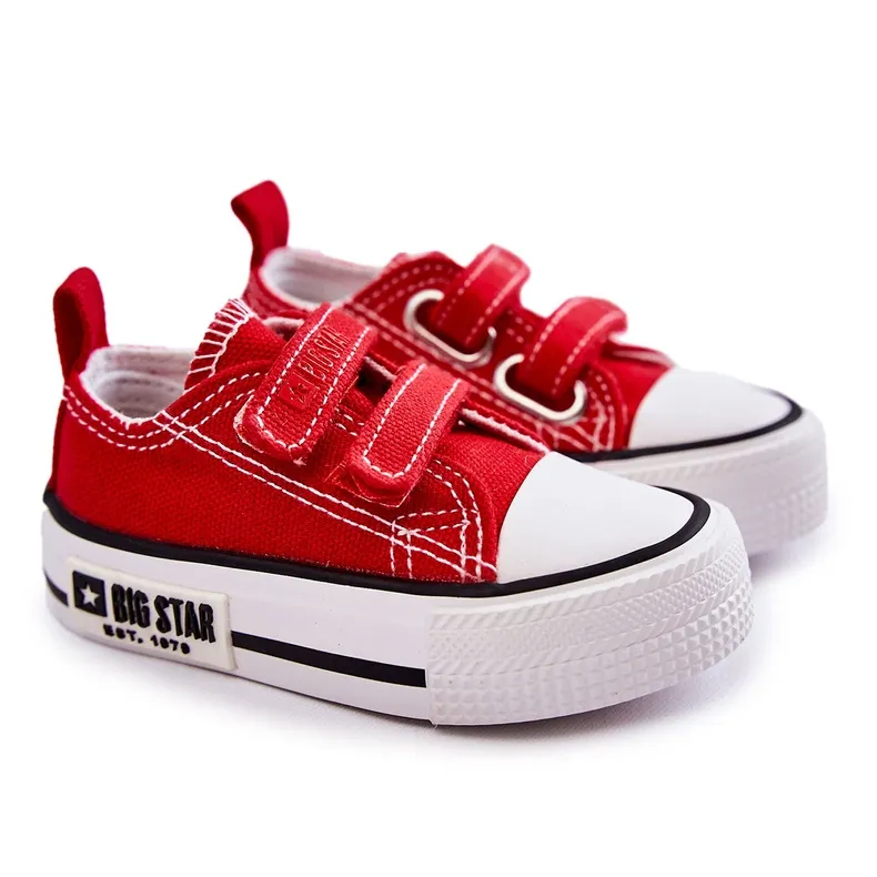 Children's Cloth Sneakers With Velcro Big Star KK374076 Red