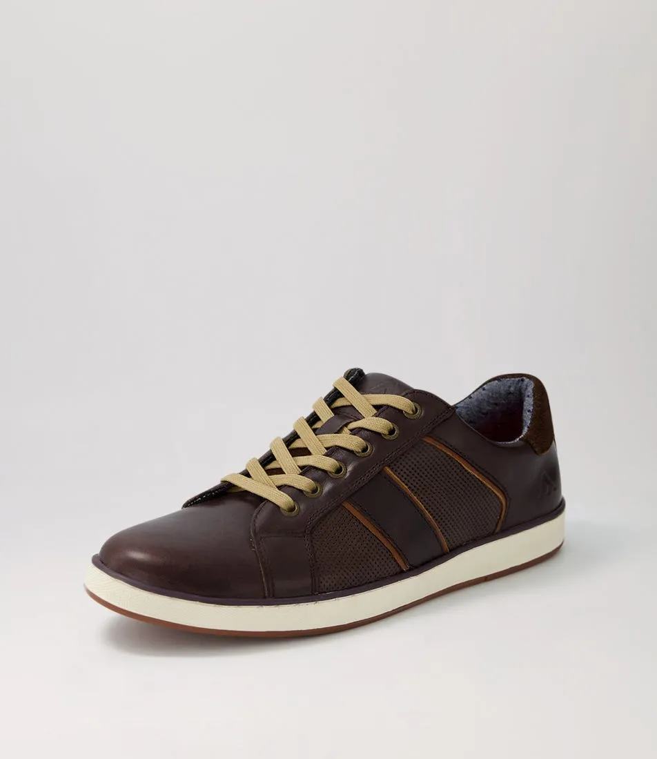 COLORADO Imp Dark Brown Pull Up Leather Sneakers