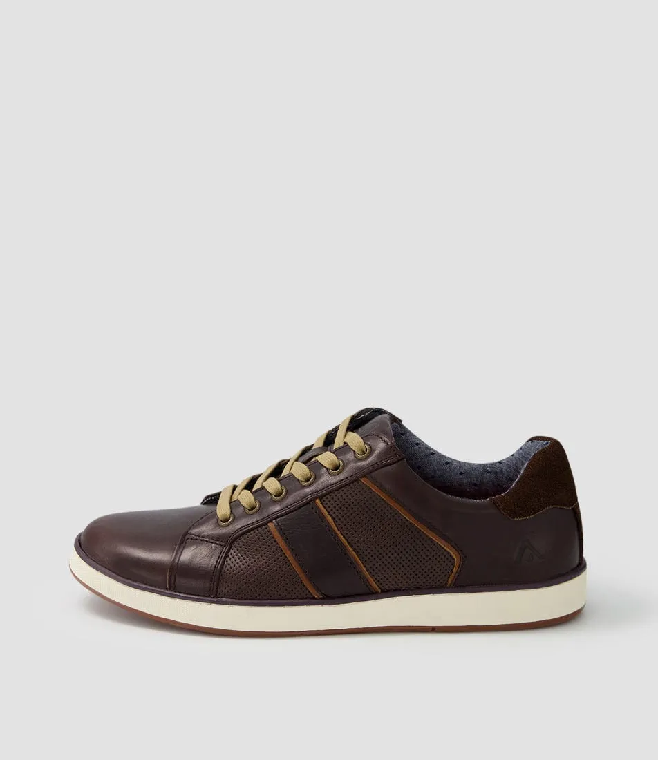 COLORADO Imp Dark Brown Pull Up Leather Sneakers