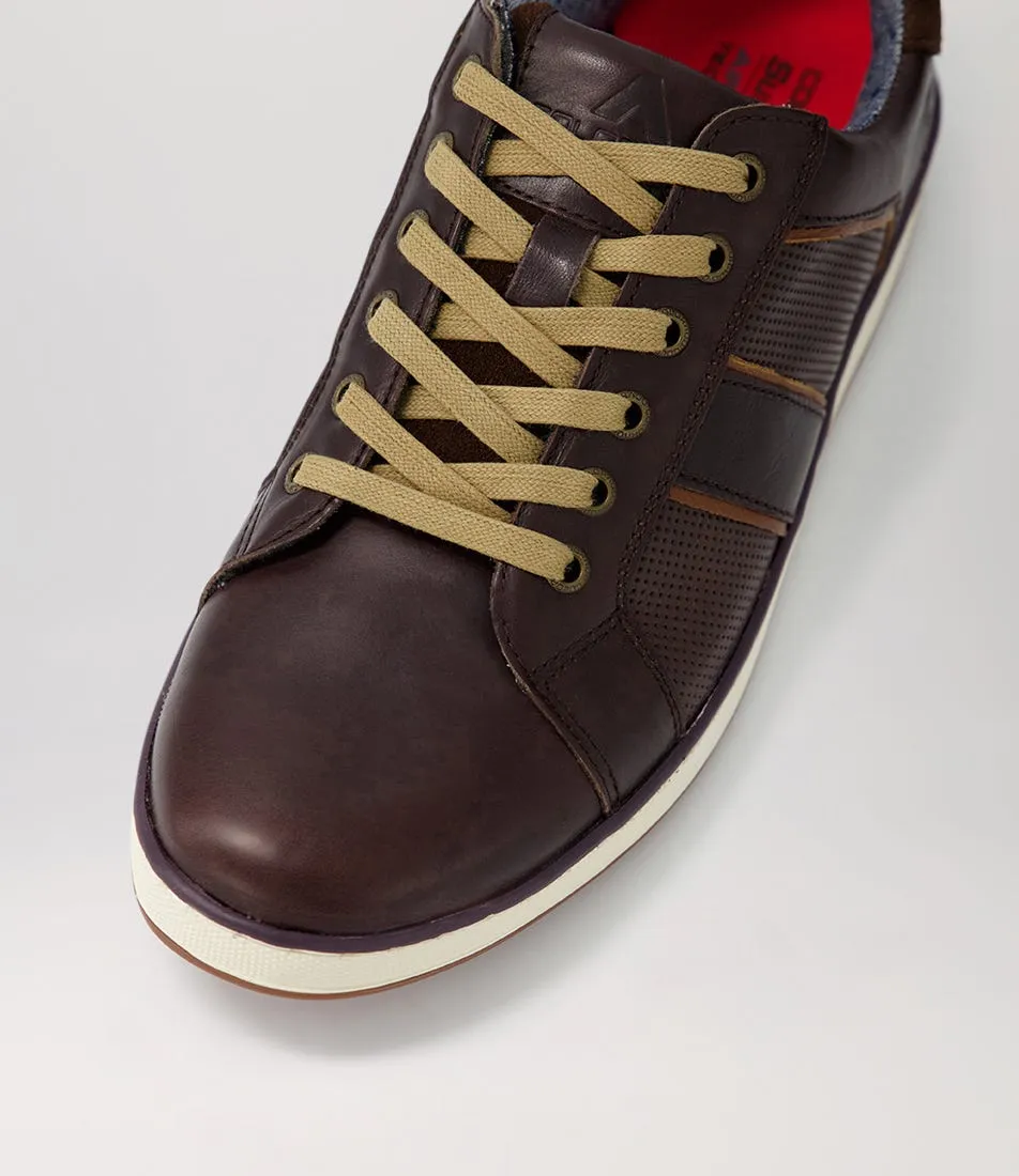 COLORADO Imp Dark Brown Pull Up Leather Sneakers