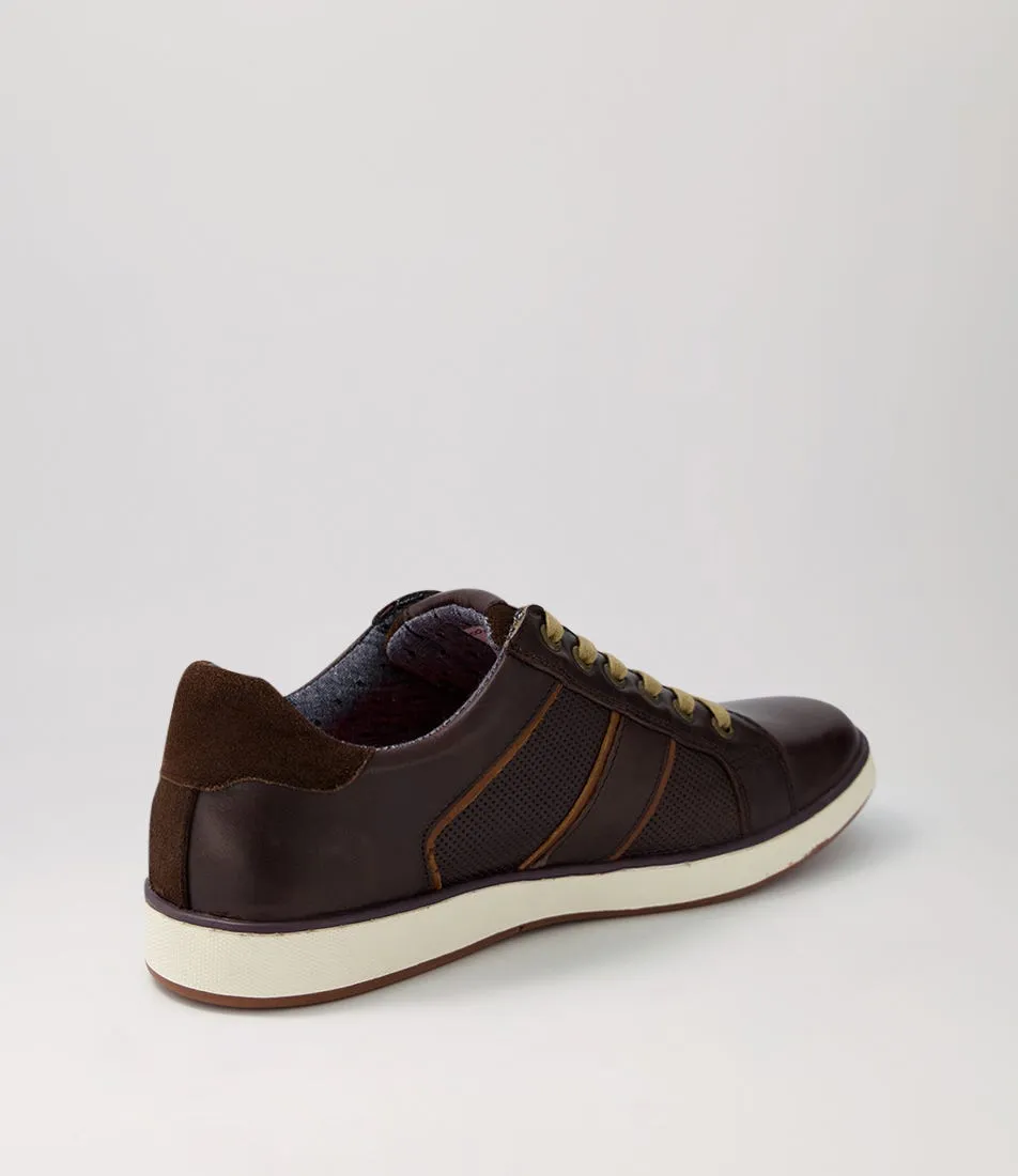 COLORADO Imp Dark Brown Pull Up Leather Sneakers