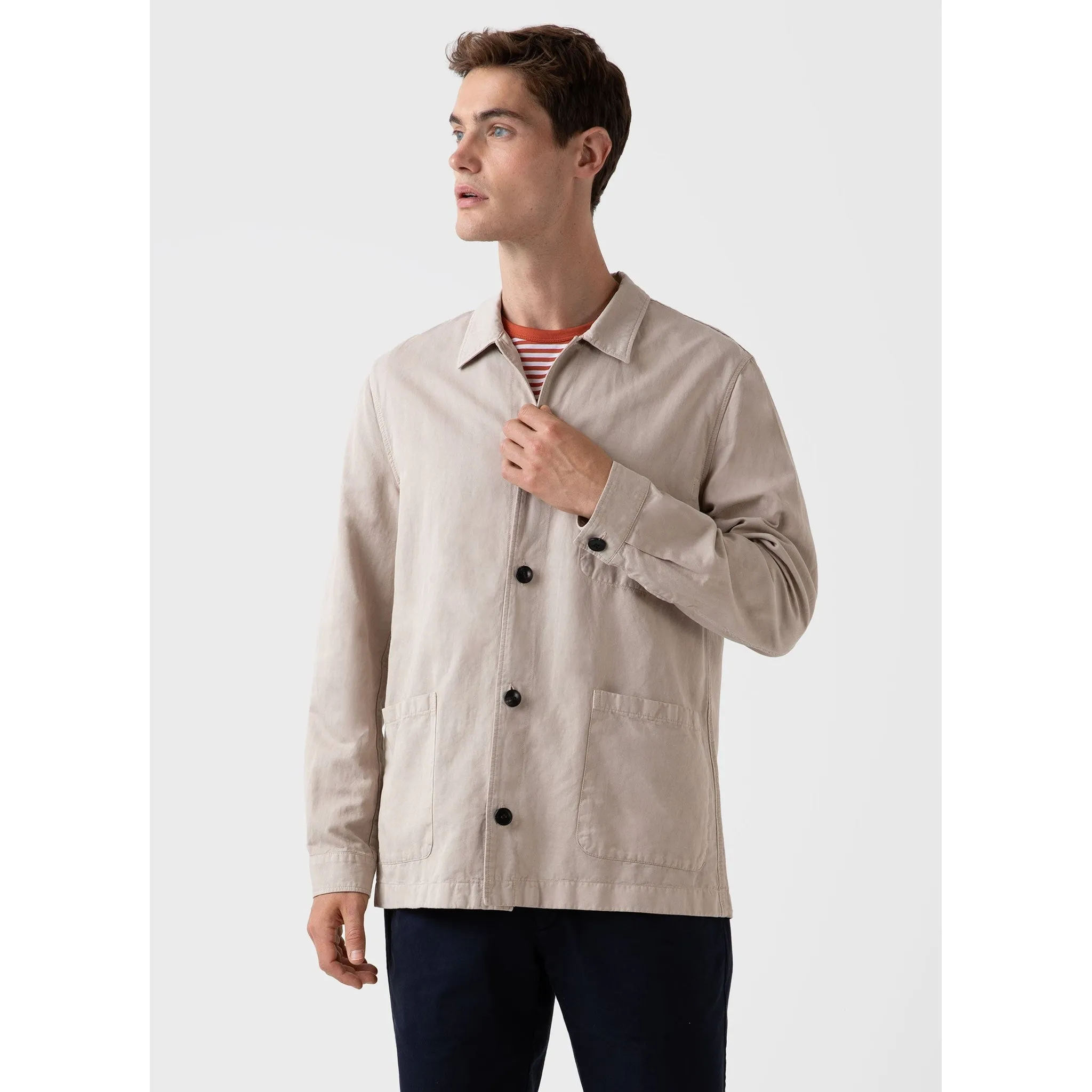 Cotton Linen Twin Pocket Jacket | Men | Light Sand