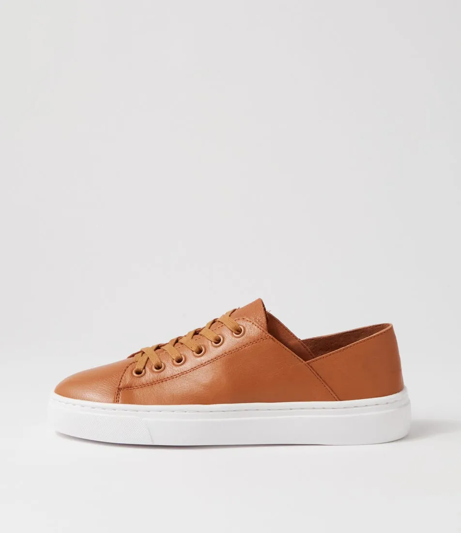 DIANA FERRARI Oaks Dark Tan Leather Sneakers