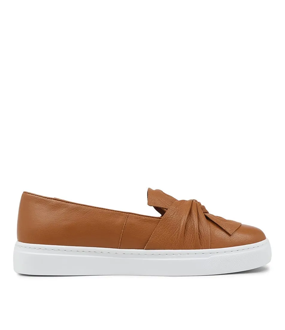 DIANA FERRARI Onisa Dark Tan Leather Sneakers