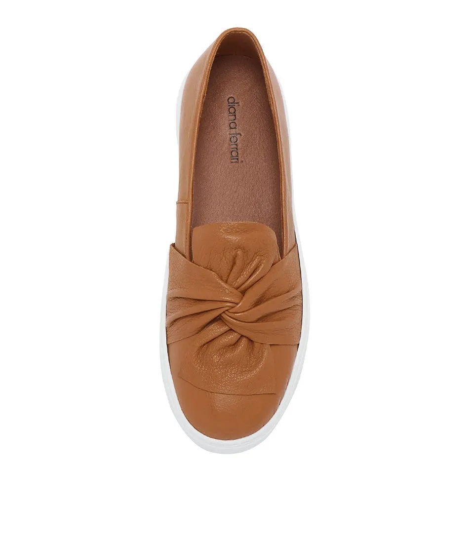 DIANA FERRARI Onisa Dark Tan Leather Sneakers