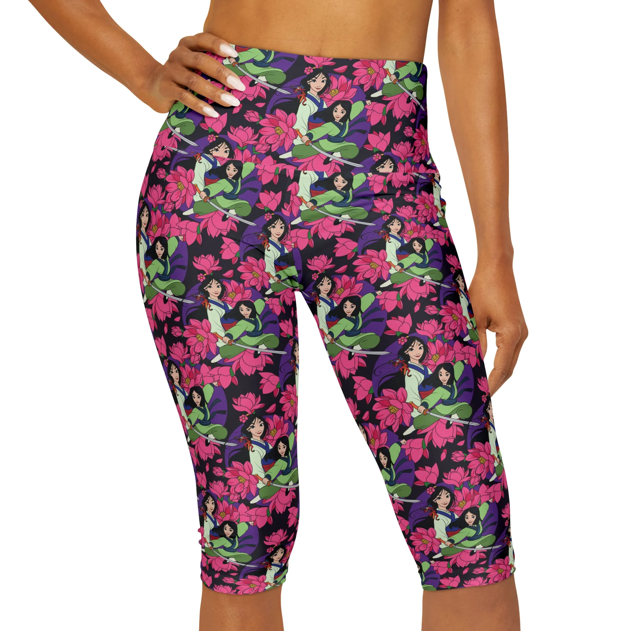 Disney Mulan Blooming Flowers Athletic Capri Leggings