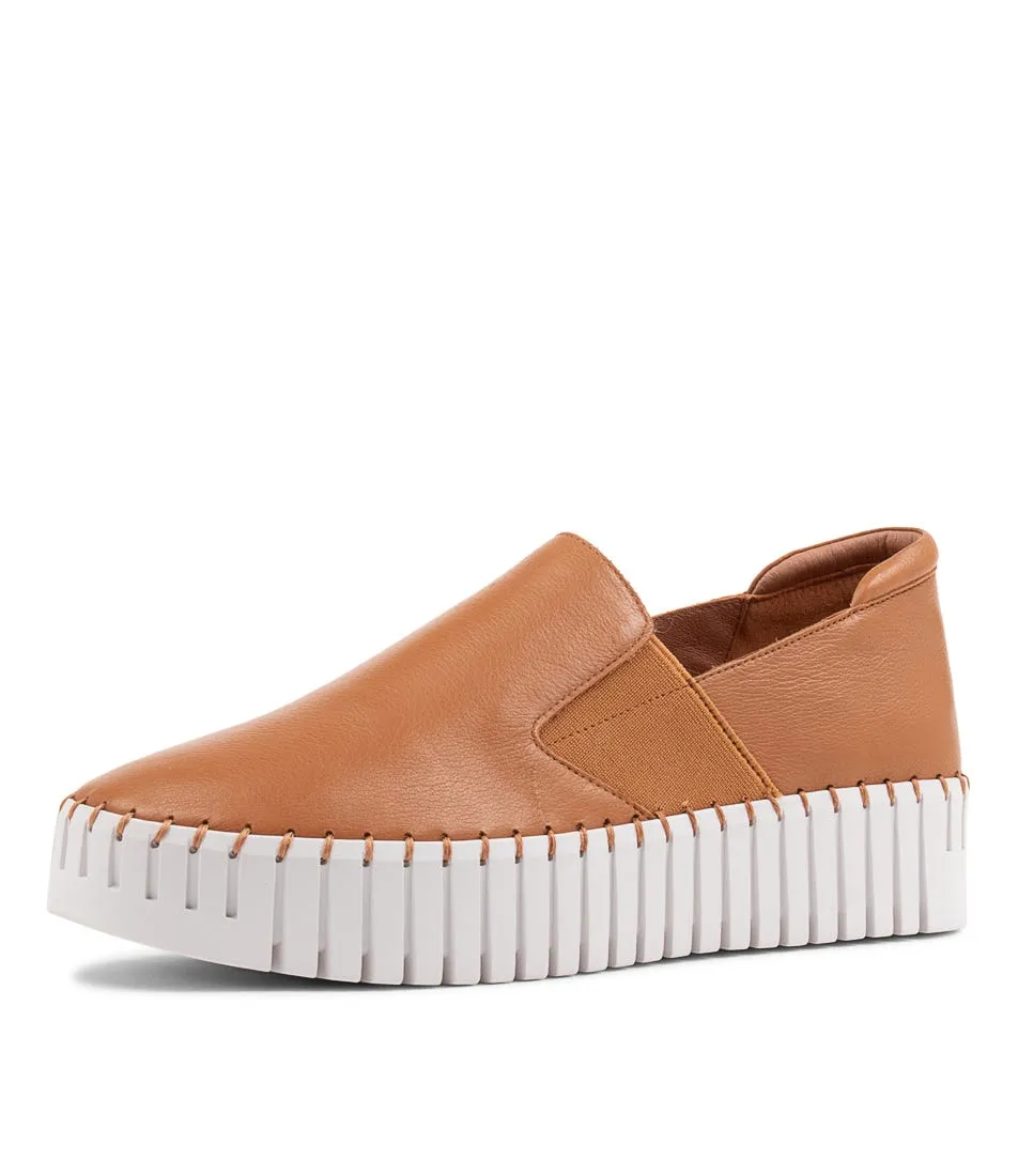 DJANGO & JULIETTE Becca Dark Tan Leather Sneakers