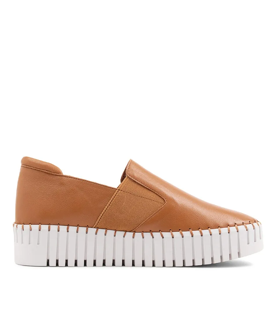 DJANGO & JULIETTE Becca Dark Tan Leather Sneakers