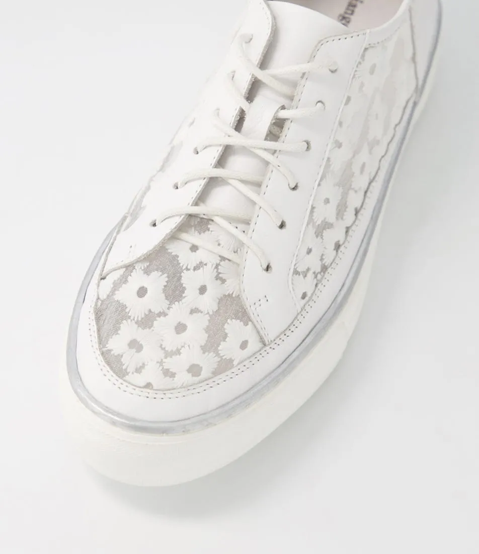 DJANGO & JULIETTE Faders White Leather Flower Sneakers